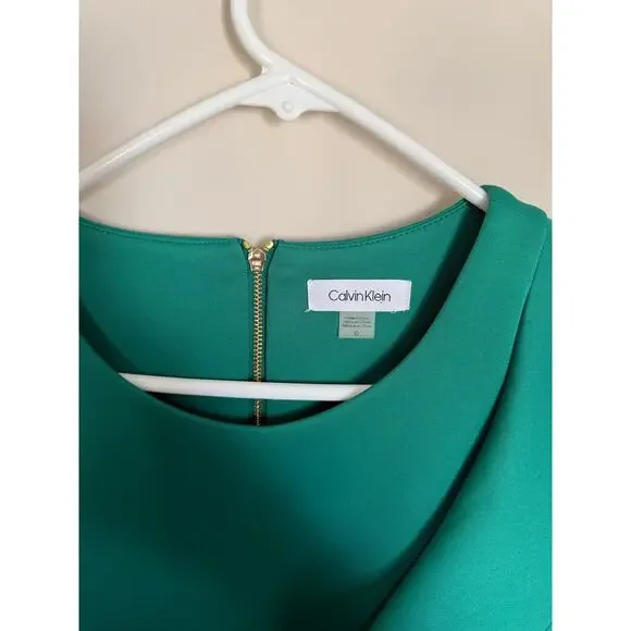 Green Preppy Ruffle Side Calvin Klein *HEMMED* Midi Length Dress Summer Formal - Picture 3 of 14